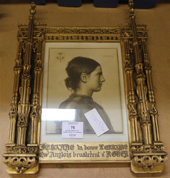 Gothic carved gilt framed print of Johanna
